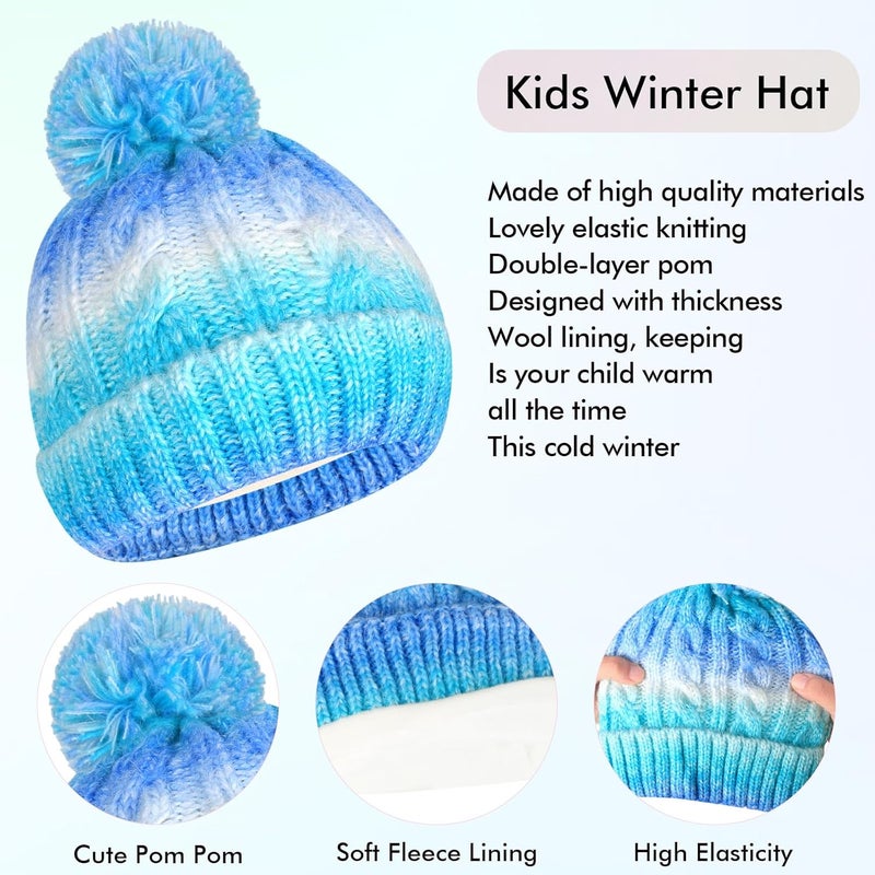 LeeLoon Kids Winter Hat Scarf Gloves Set, Kids Beanie Hat Long Scarf Mittens with Warm Fleece Lining for Boys Girls 3-10 Years Old - Image 2